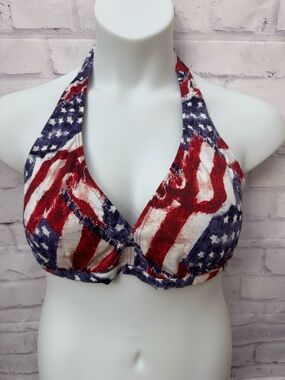 Swimsuits For All Swim Sexy Size 16 Bikini Top Halter Flag Stars Patriotic